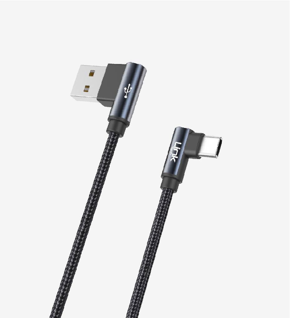 K594 Gaming 90° Derece Metalik Başlıklı 1500mm 3A Örgülü Tip-C Şarj Kablosu