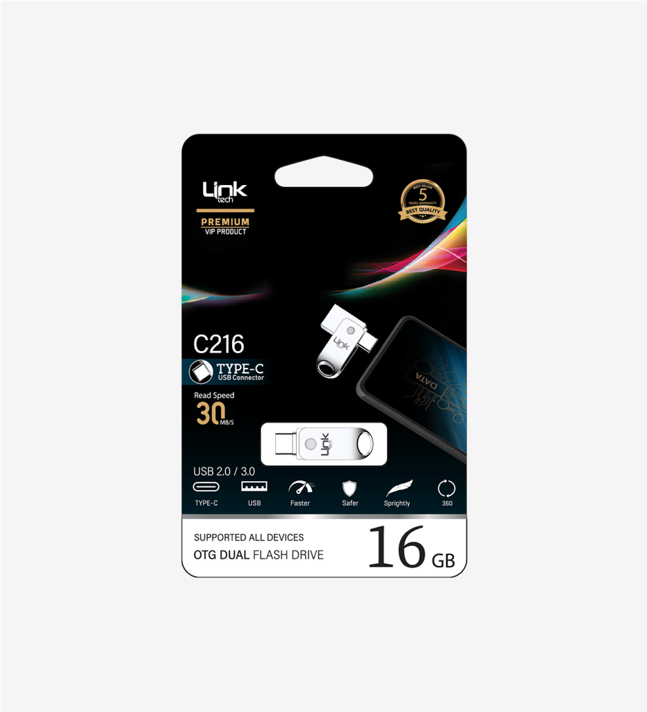 C216 Premium Dual 30mb/s 16GB Type-C USB OTG Flash