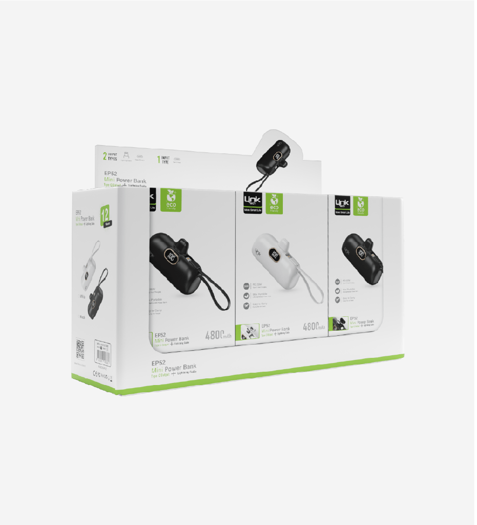 EP52 Strong ECO Friendly Type-C Port 4800 mAh Powerbank 12'li Paket