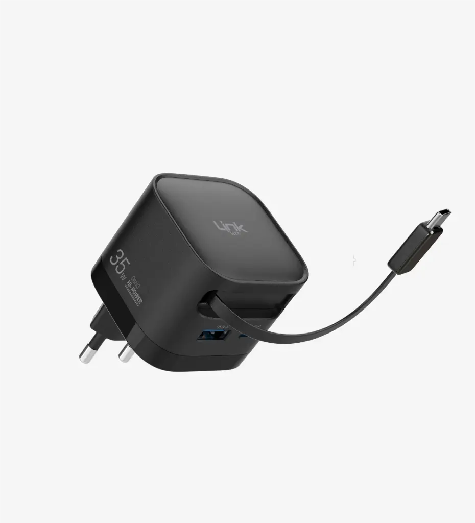 G855 Premium 35W 2 Girişli Type-C Kablolu GaN Şarj Adaptörü 