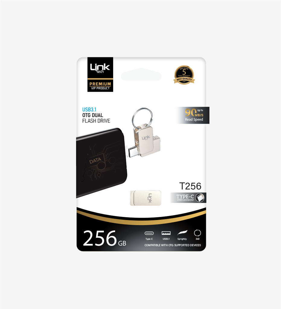 T256 Premium Dual 90mb/s 256GB Type-C USB OTG Flash