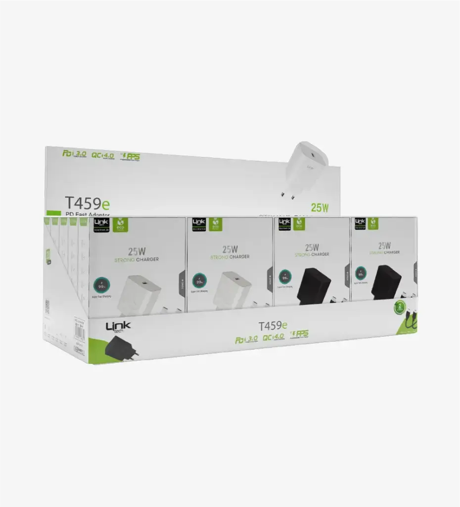 T459e Strong Eco-Friendly USB-C To USB-C PD 25W Super Fast Charger (20 Pieces)