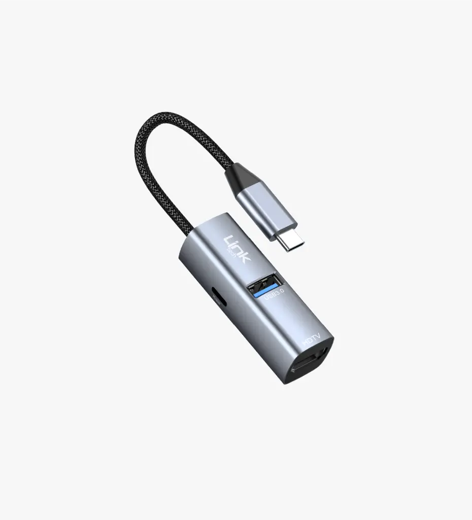 A206 Premium 3'ü 1 Arada USB-A, HDMI ve Type-C Hub Adaptörü