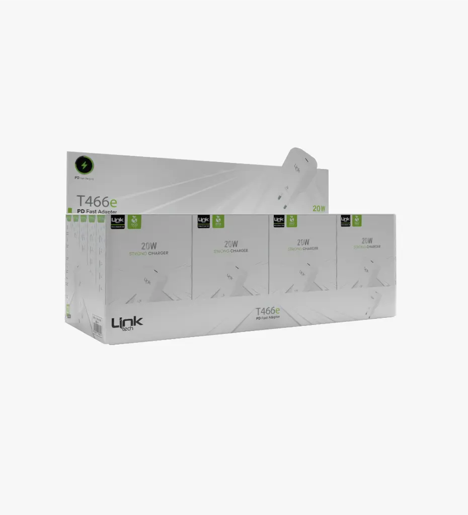 T466e Güçlü ve Çevre Dostu 20W Şarj Cihazı, 20W Type-C - Lightning Kablo ile (20 Adet)