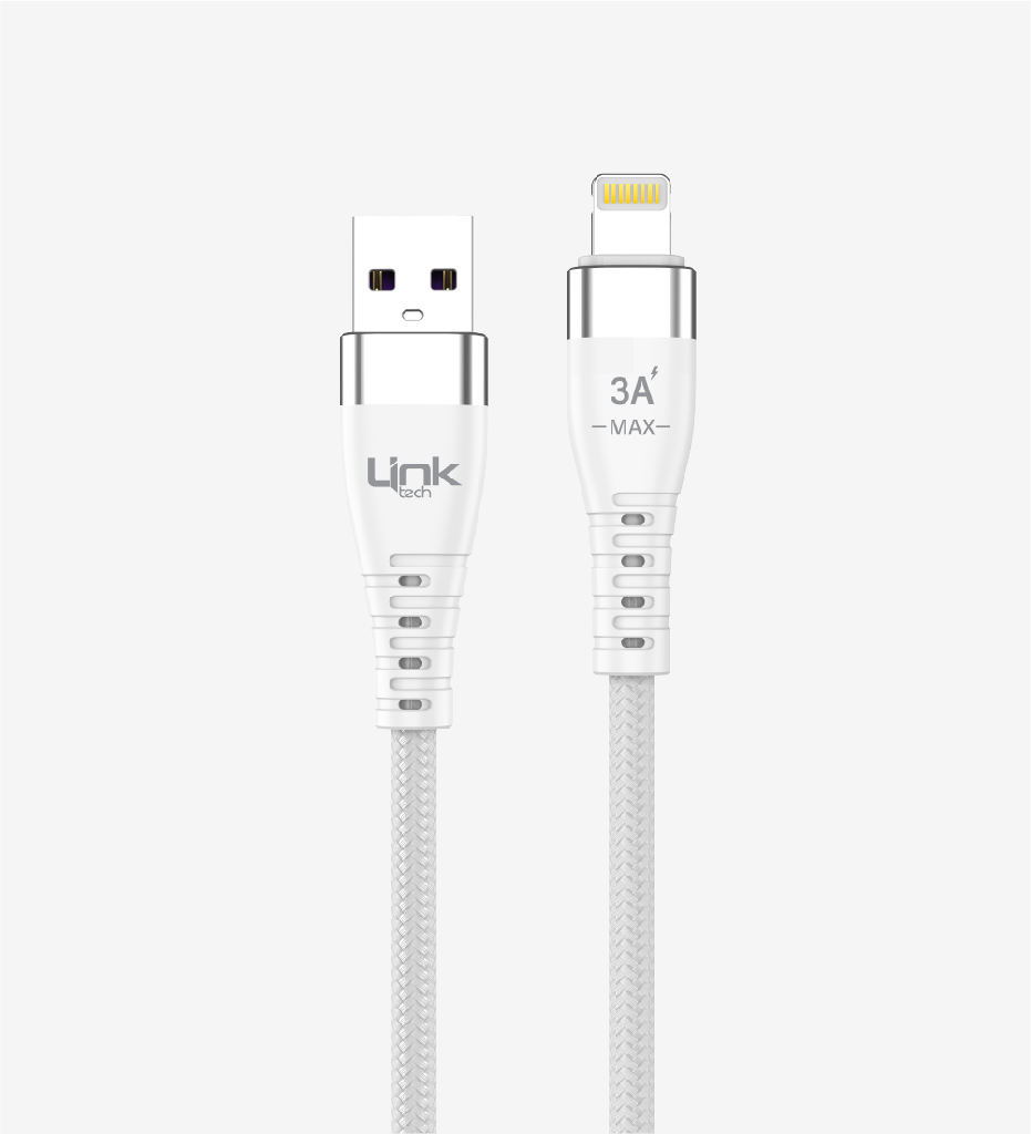 K651 Premium Super Charge 100cm 3A Örgülü Metal Başlı USB Lightning Şarj Kablosu