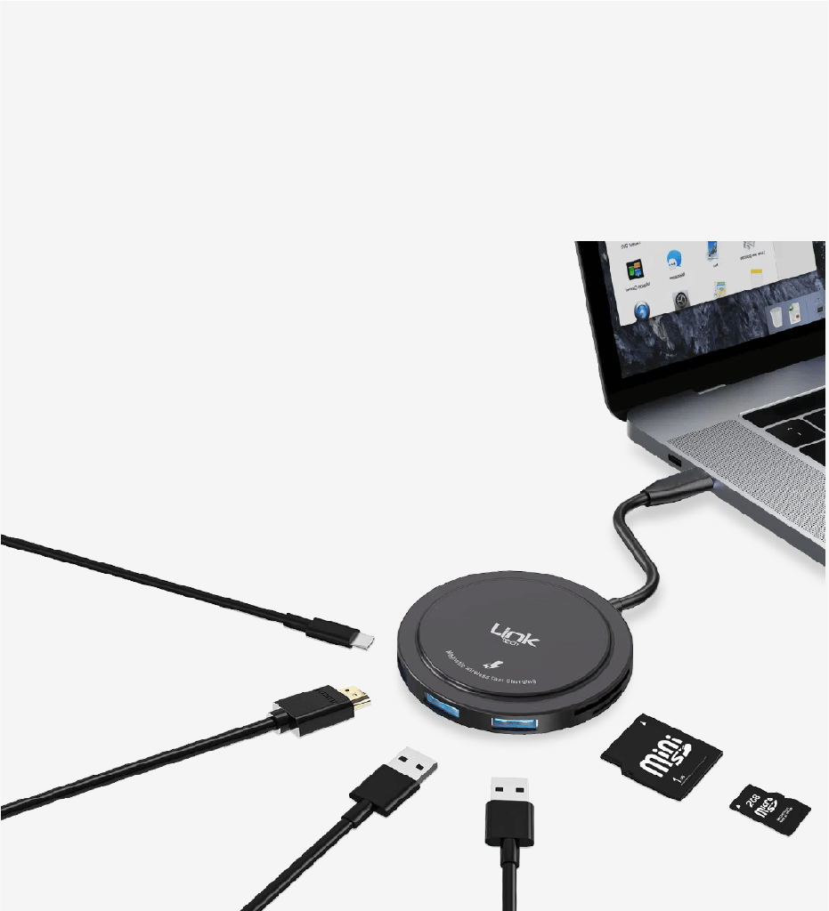 A200 Premium 6 in 1 Wireless Charge Pad, USB-C HUB and Card Reader