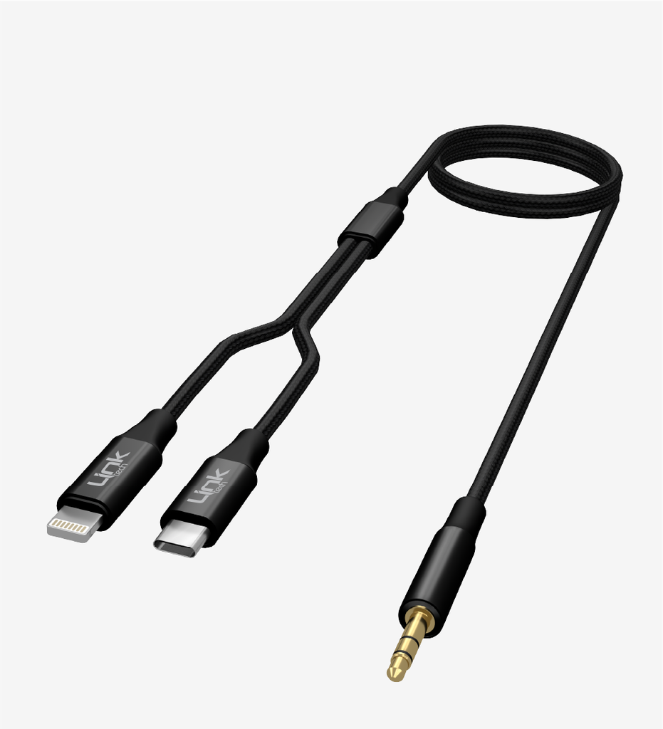 A204 2 in 1 AUX audio cable 3.5mm to Type C+ lightning Adapter