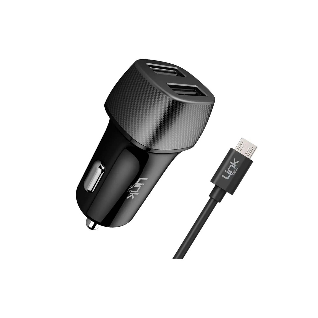 C491 Safe Karbon Görünümlü Micro USB Kablolu 12W Araç Şarj Aleti