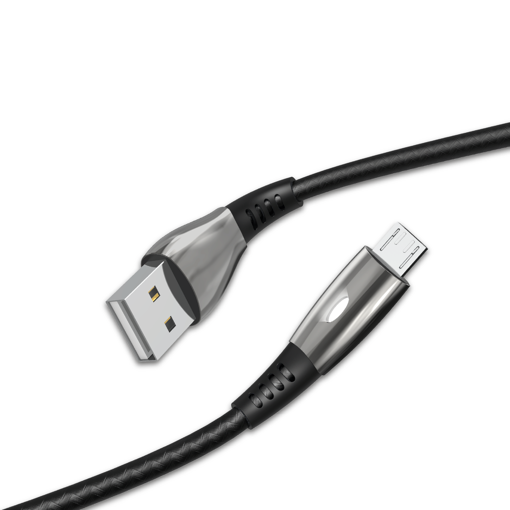 K610 Premium Fast 120cm 2.4A Örgülü Metal Başlı Micro USB Işıklı Şarj Kablosu