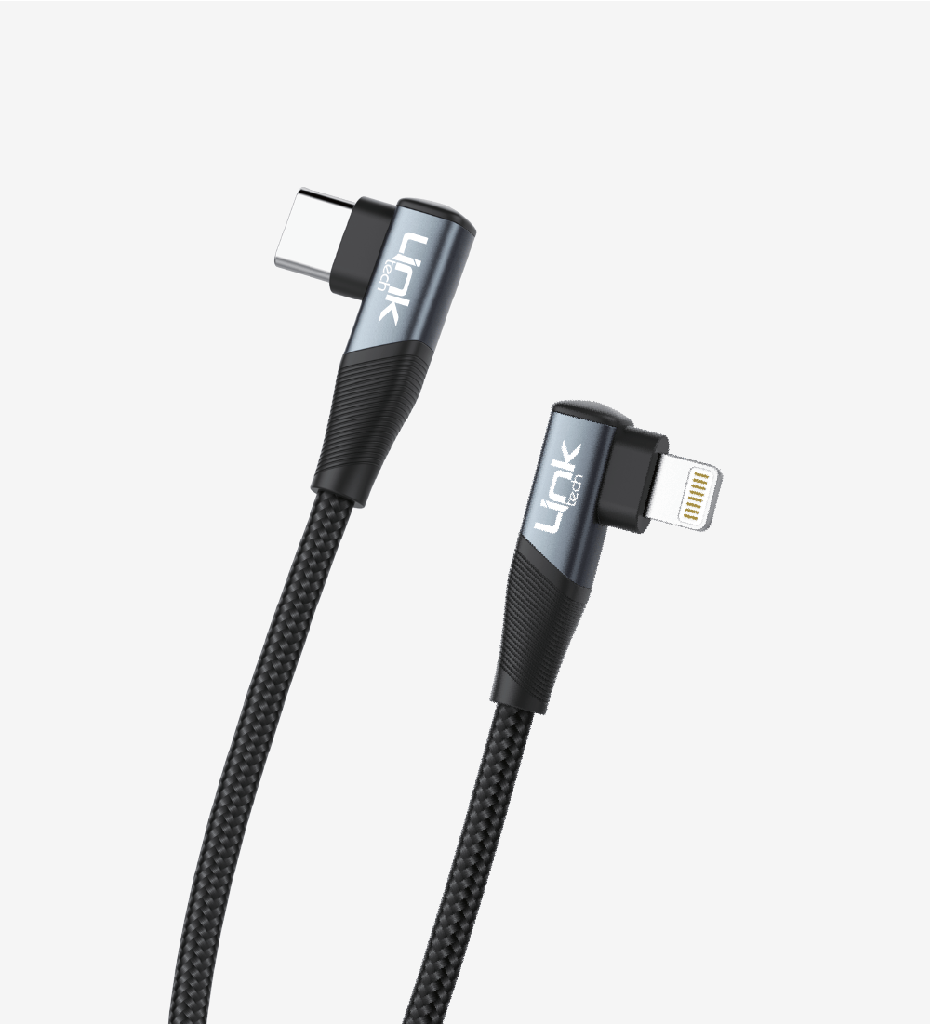 K596 Gaming 1500mm 3A 60W Braided  Type-C Lightning Charging Cable with 90° Degrees Metallic Head