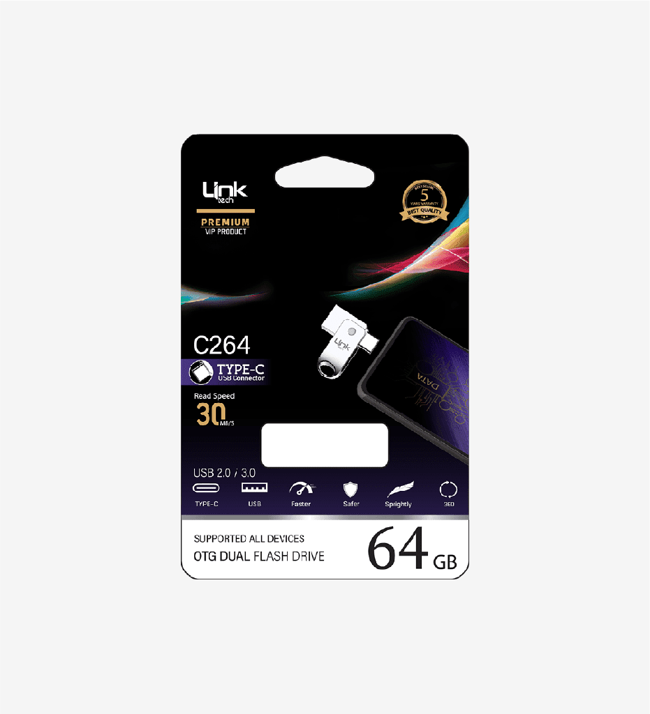 C264 Premium Dual 30mb/s 64GB Tip-C USB OTG Flash Bellek