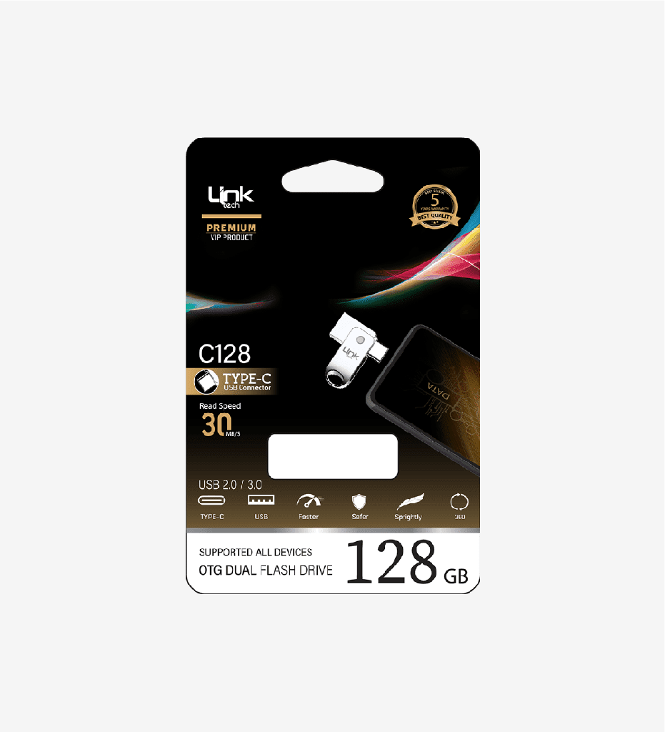C128 Premium Dual 30mb/s 128GB Tip-C USB OTG Flash Bellek