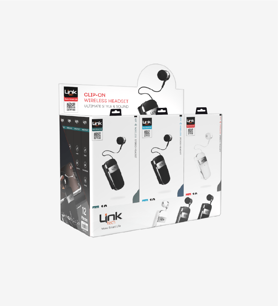 V77 Makaralı Titreşimli Bluetooth Kulaklık 12'li Paket