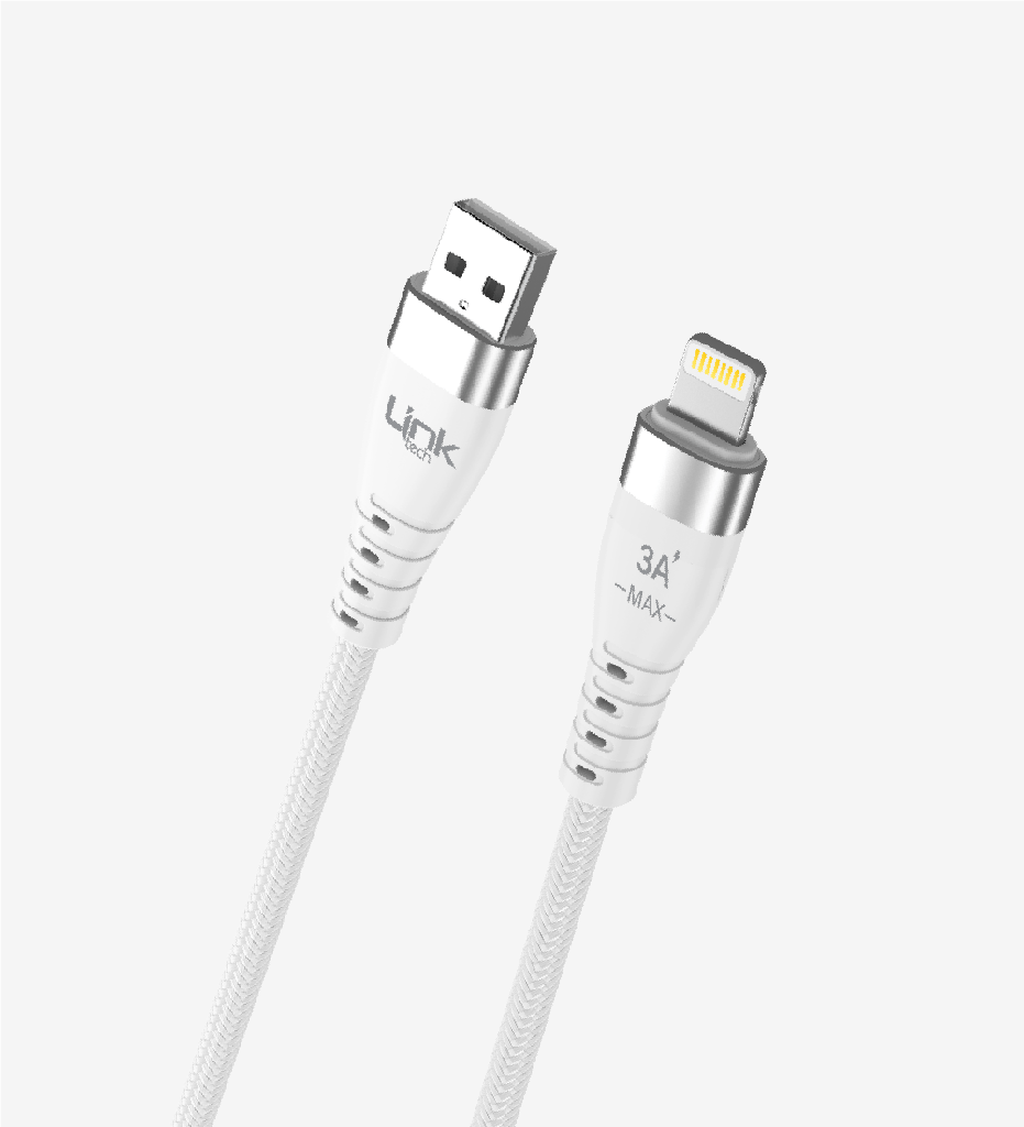 K651 Premium MFI Certified 100cm 3A Braided Metal Head USB-A Lightning Charging Cable