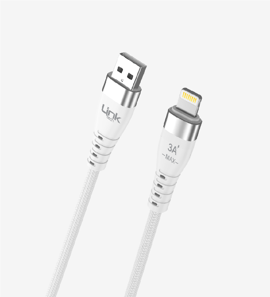 K651 Premium MFi Lisanslı 100cm 3A Örgülü Metal Başlı USB-A Lightning Şarj Kablosu