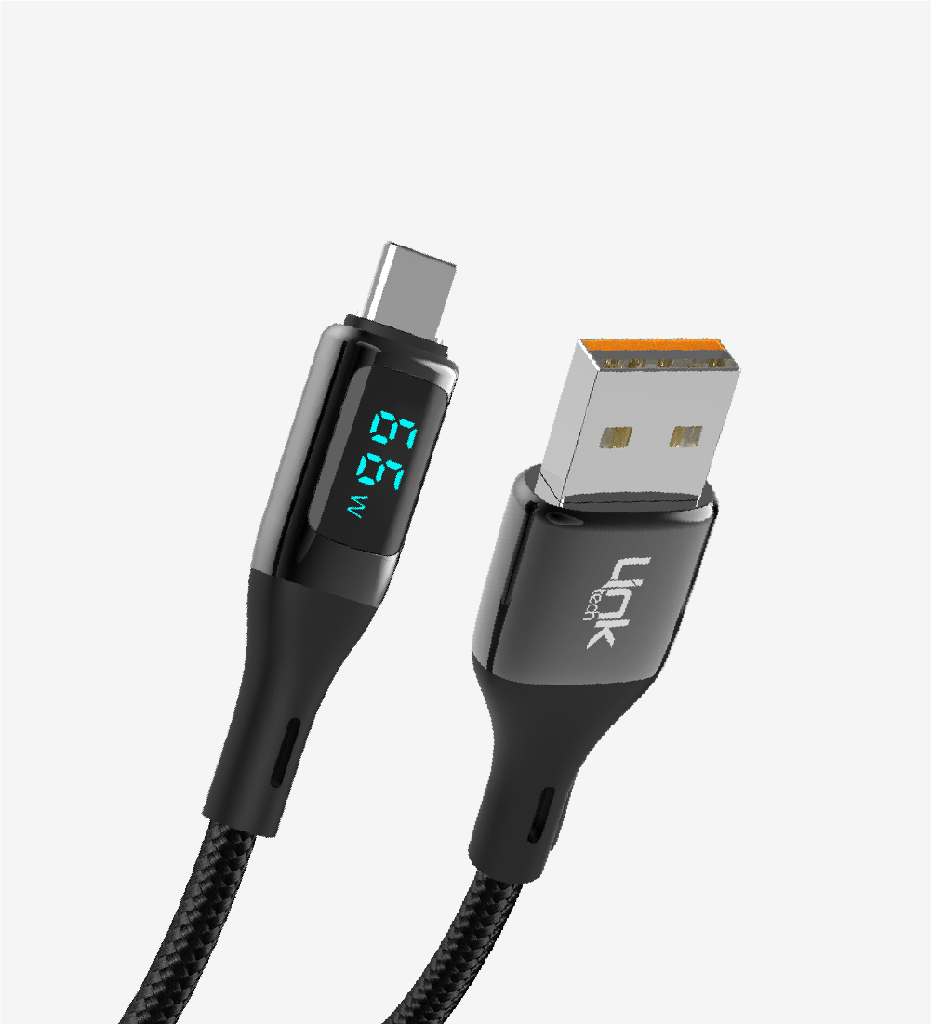 K681 PD 66W USB-A Type-C Zinc Head with Digital Display Charging Cable
