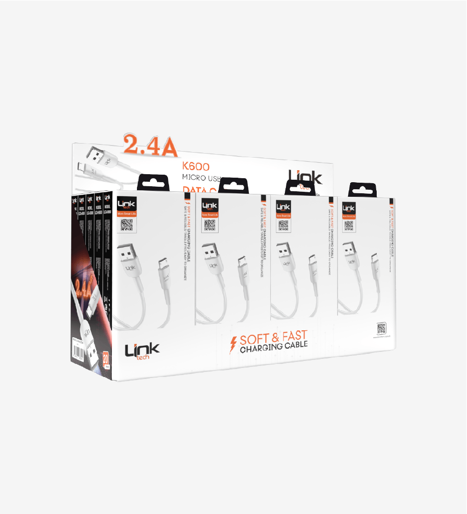K600 Safe 2.4A Micro USB Charging Cable 100 Pack