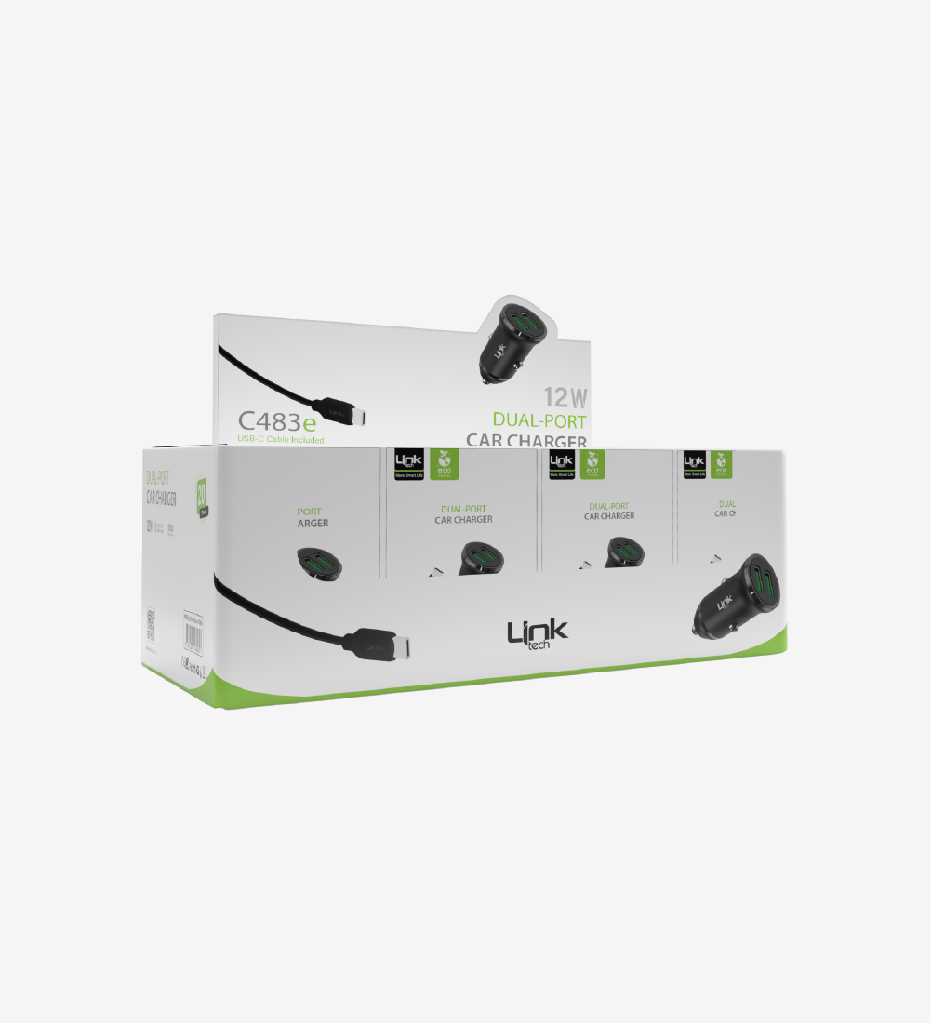 C483 ECO Friendly 12W Car Charger With Type-C Cable (20 Pieces)