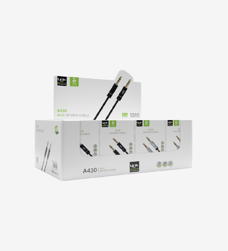 A430 Eco Friendly 1000mm 3.5mm → 3.5mm AUX Cable (40 Pieces)