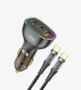 C508 Transparent 80W Dual PD (30+20W) & QC 30W Super Fast Car Charger with Type-C→Type-C Cable