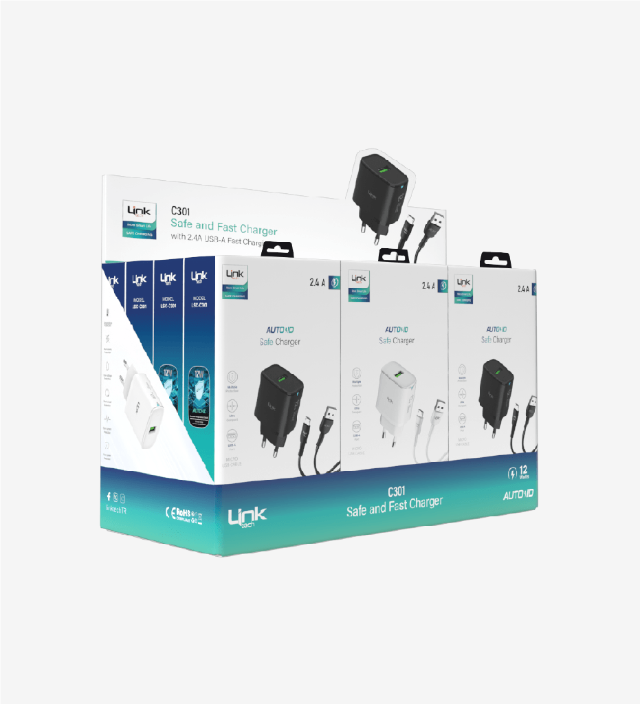 C301 Safe Micro USB Cable 12W Fast Charger 12 Pack