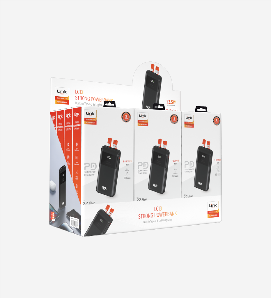 LC13 Strong Dijital Ekranlı 22.5W 10.000 Mah Hızlı Powerbank 12'li Paket