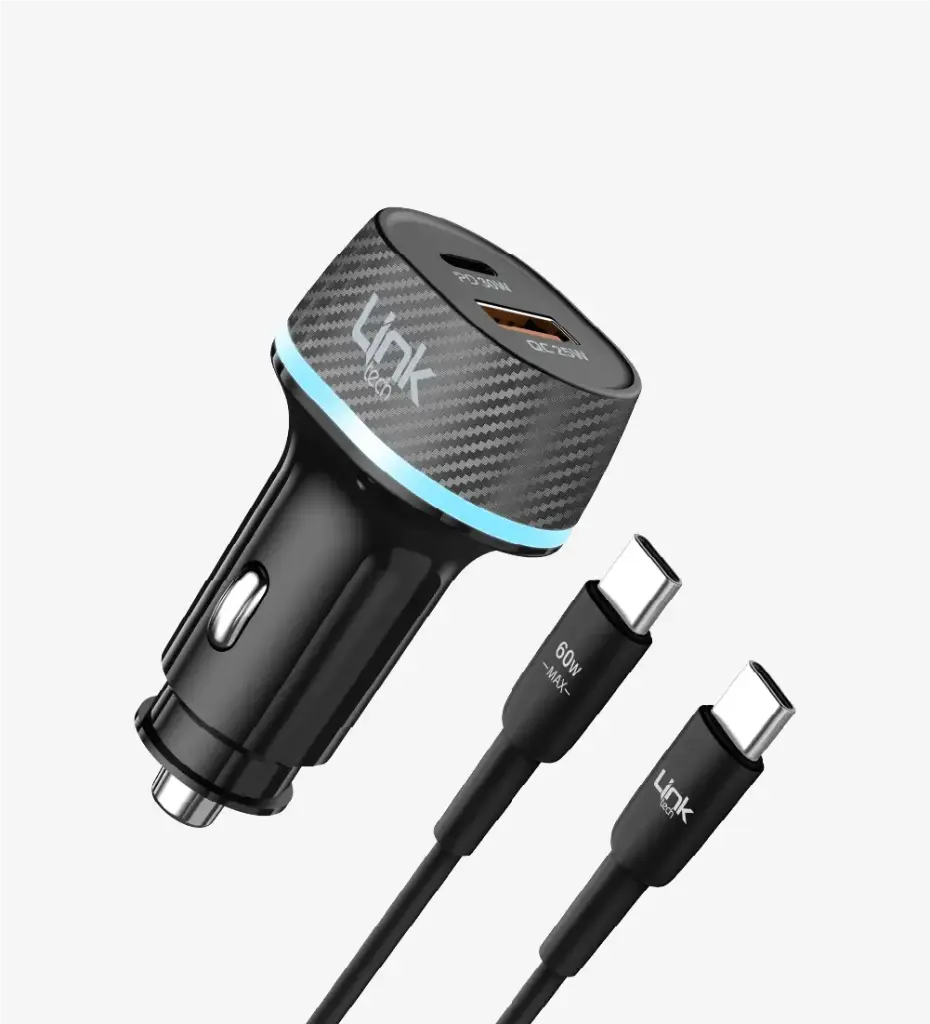 C434 PD/QC USB-C to USB-C Kablolu 55W Süper Hızlı Araç Şarj Aleti
