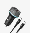 C434 PD/QC USB-C to USB-C Kablolu 55W Süper Hızlı Araç Şarj Aleti