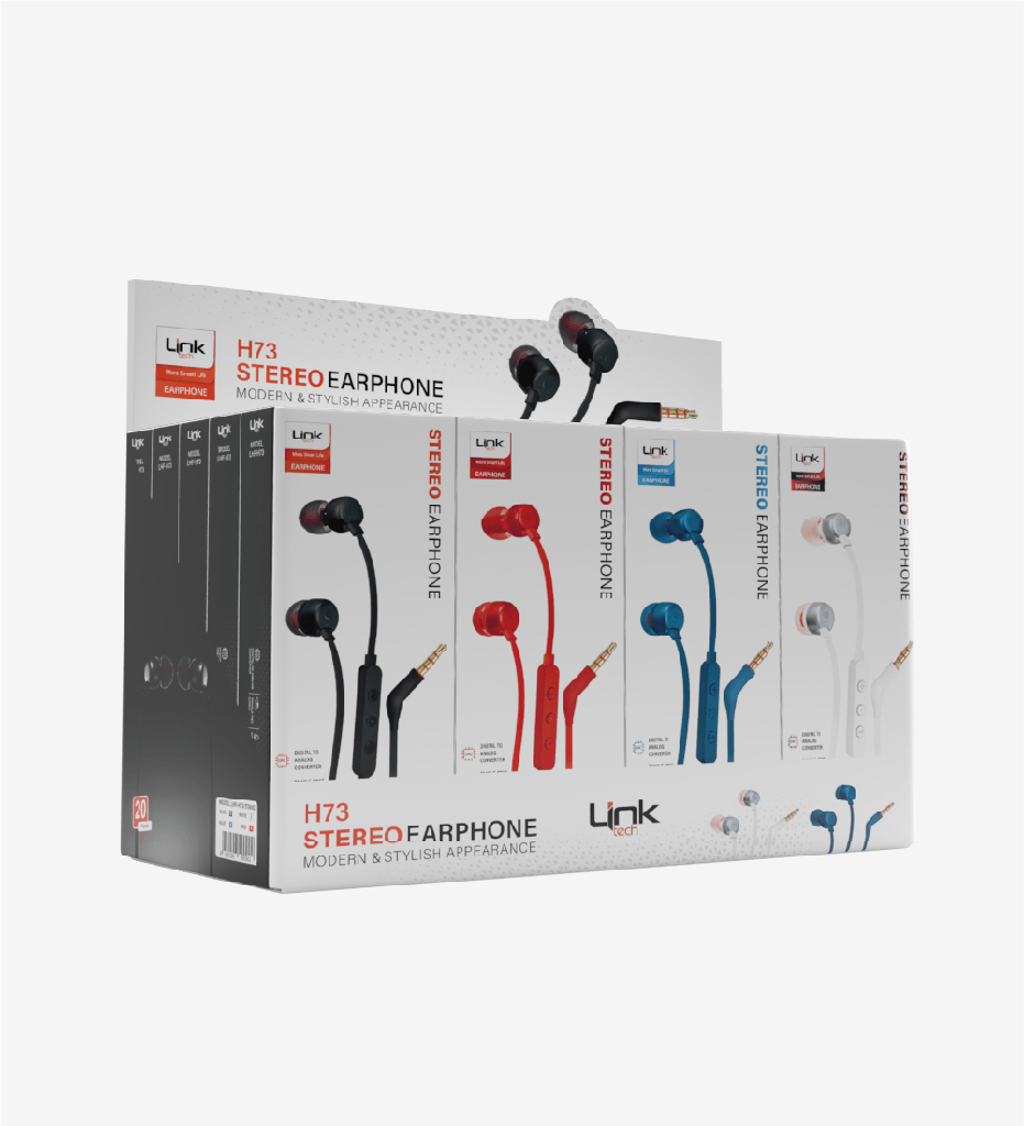 H73 High Bass in-Ear AUX 3.5mm Cable Earphone With Microphone (20 Pieces)