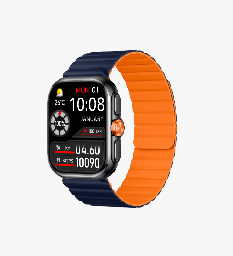 Linktech S105 Premium Amoled LT Watch Akıllı Saat - Lacivert-Turuncu