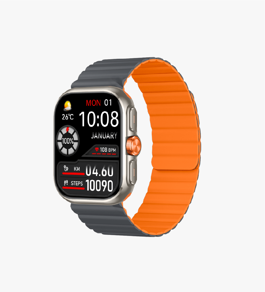 Linktech S105 Premium Amoled LT Watch Akıllı Saat - Gümüş-Turuncu