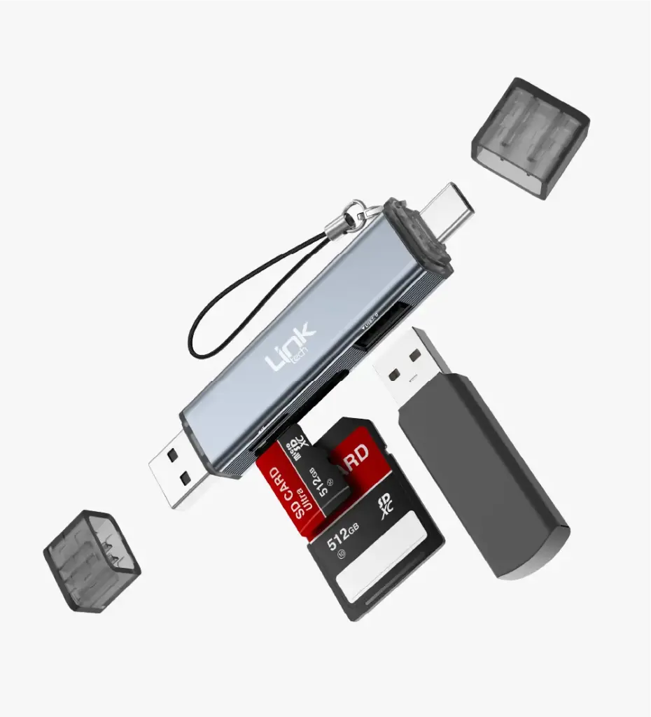 A208 USB-A / USB-C 3-in-1 OTG Flash Drive with SD Card Reader