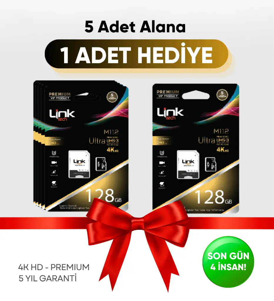 5 Adet Alana 1 Adet Hediye: M112 Premium Mikro SD 4K Ultra 128 GB Hafıza Kartı