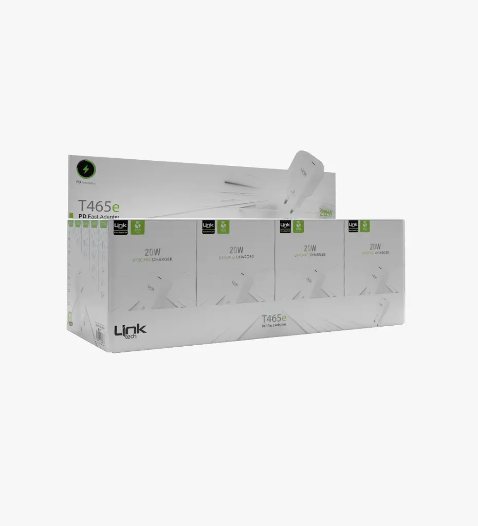 T465e Güçlü 20W Çevre Dostu Şarj Cihazı, 60W Type-C - Type-C Kablo ile (20 Adet)