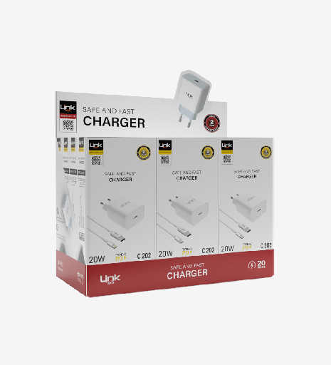 [LSC-C202/12PCS] C202 Strong PD 20W Tip-C Lightning Kablolu Şarj Adaptörü 12'li Paket