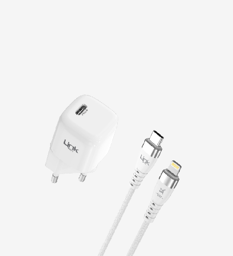 [LNG-G821] G821 Premium 20W Işıklı USB-C Lightning Kablolu Akıllı Mini Şarj Aleti