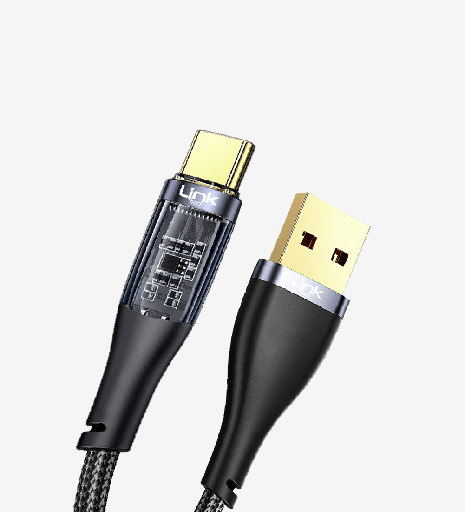 [LCA-K671] K671 Şeffaf 130cm 3A USB-A → Tip-C Data Kablosu